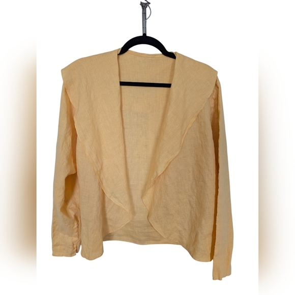 Heydari Linen Open Front Jacket Orange sz L - Picture 1 of 5